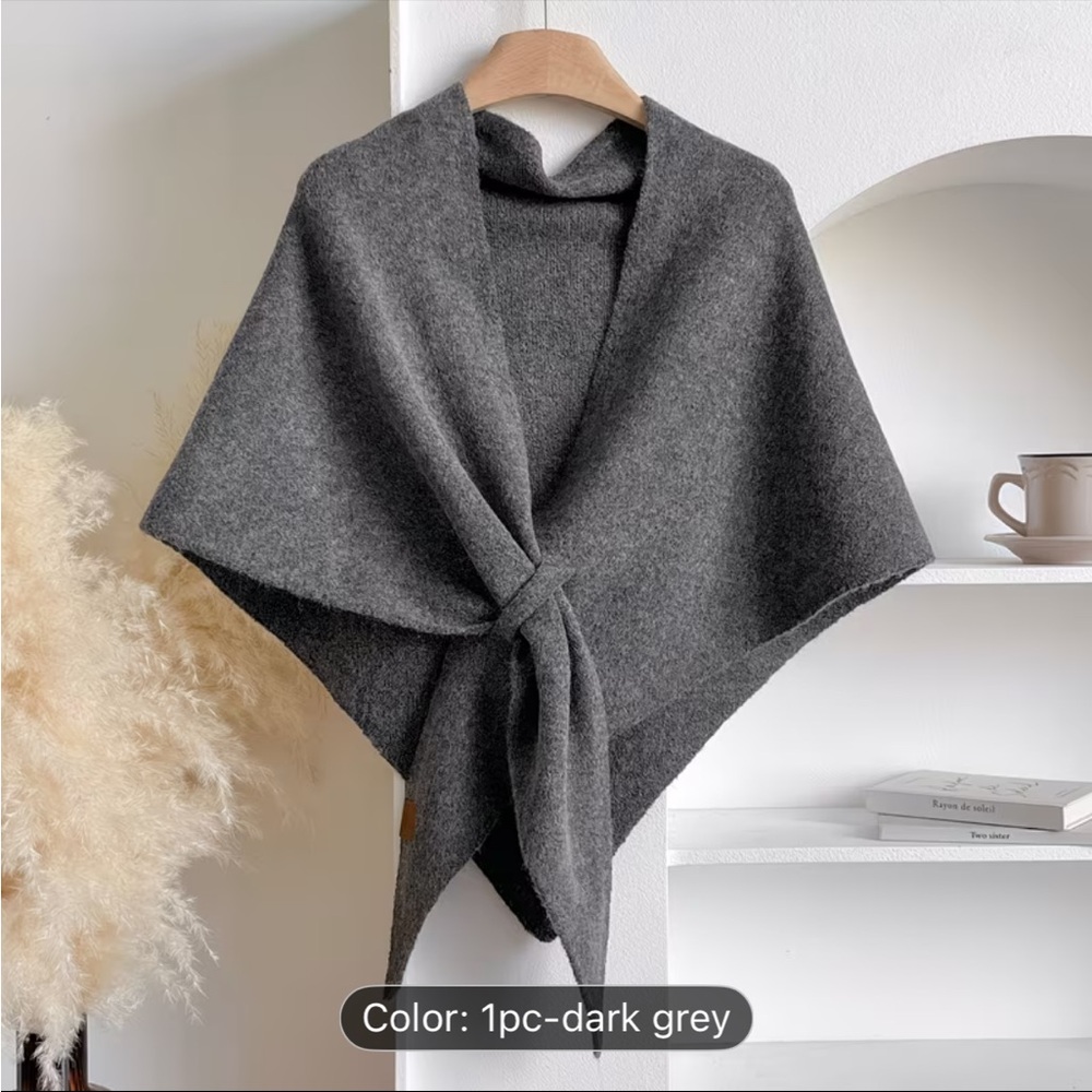 Dark Gray Knit Shawl